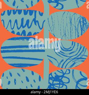 Playful artistic doodle plant seamless vector pattern for backgrounds and packaging. Stock Vector
