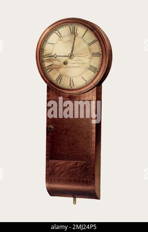 Vintage wall clock illustration vector, remixed from the artwork by Frank Wenger Stock Vector
