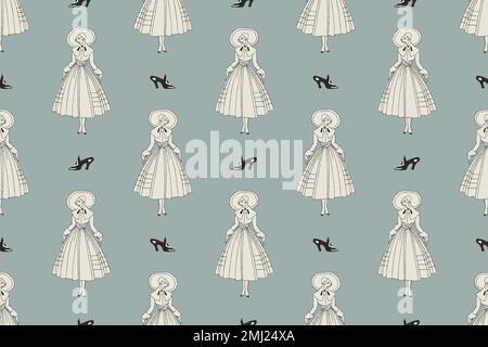 1920&#39;s fashion fashion pattern vector feminine background, remix from artworks by George Barbier Stock Vector