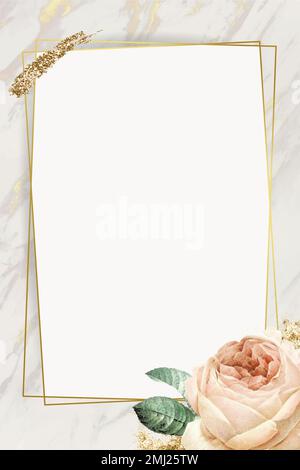 Floral rectangle golden frame vector Stock Vector