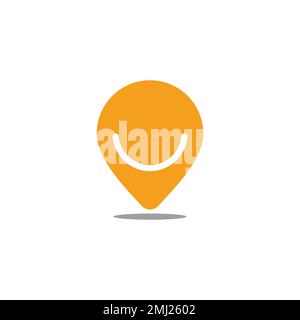 smiley pin location simple icon vector Stock Vector