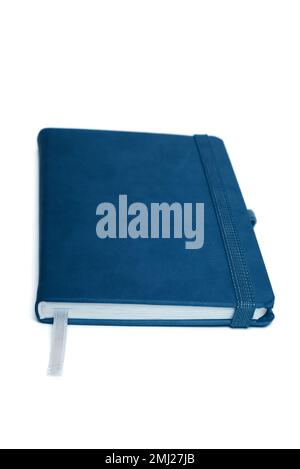 Notepad with hard cover. Top view. Studio shot isolated on white Stock Photo