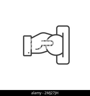 Hand insert coin icon. linear style sign for mobile concept and web ...