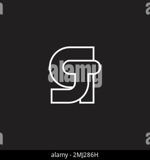 letter tq simple geometric outline logo vector Stock Vector