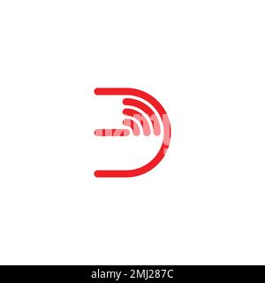 letter d signal wifi radio geometric line logo vector Stock Vector