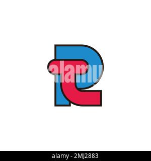 letter pt colorful outline logo vector Stock Vector