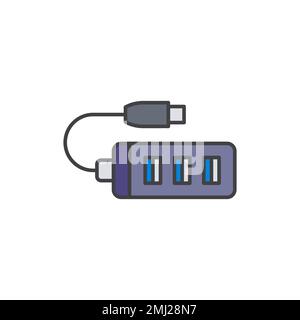 USB HUB icon. linear style sign for mobile concept and web design. Stock Vector