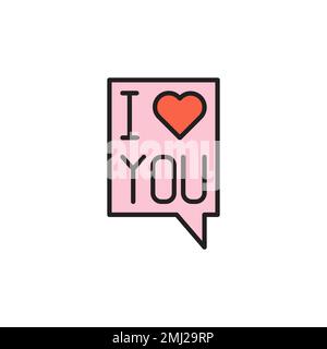 I love you message icon. linear style sign for mobile concept and web design. Stock Vector