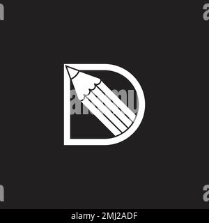 letter d pencil paper fast design logo vector Stock Vector