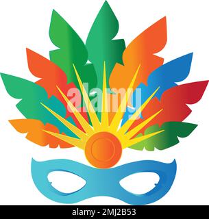 A multicolored carnival mask on a white background with copy space Stock Vector