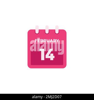 February 14 calendar color icon, vector sign, Valentines day calendar linear colorful pictogram isolated on white. Stock Vector