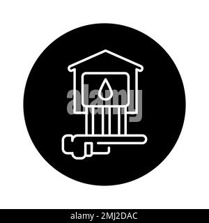 Water supply in the house black line icon. Building construction. Pictogram for web page. Stock Vector