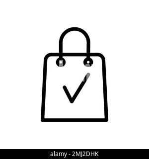 Bag ok icon line isolated on white background. Black flat thin icon on modern outline style. Linear symbol and editable stroke. Simple and pixel perfe Stock Vector