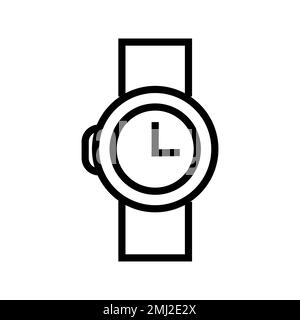 Classic watch icon line isolated on white background. Black flat thin icon on modern outline style. Linear symbol and editable stroke. Simple and pixe Stock Vector