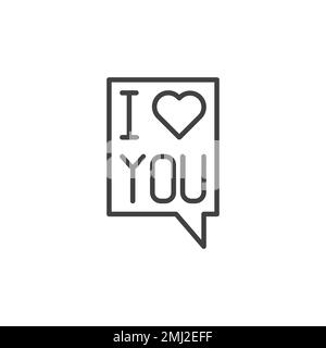 I love you message icon. linear style sign for mobile concept and web design. Stock Vector