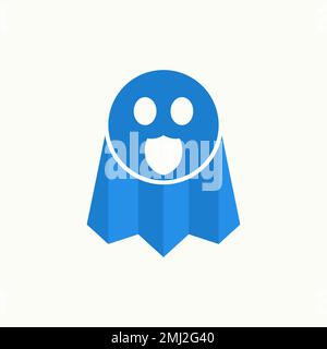 Simple and unique funny ghost with guard or shield sign image graphic icon logo design abstract concept vector stock computer or hacker Stock Vector