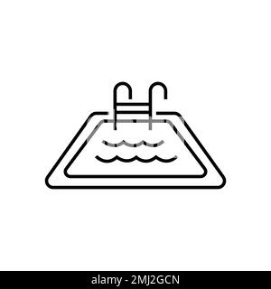 Line pool icon isolated on white background. Outline aquapark symbol for website design, mobile application, ui. Water pictogram. Vector illustration, Stock Vector