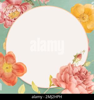 Vivid flower decorated blank space frame Stock Vector