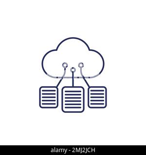 documents in a cloud line icon Stock Vector