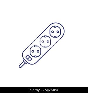 power strip line icon on white Stock Vector