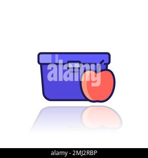 lunch box icon with outline Stock Vector
