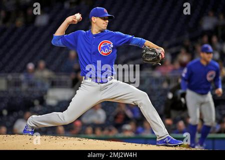 This is a 2019 photo of Kyle Hendricks of the Chicago Cubs baseball team.  This image reflects the 2019 active roster as of Wednesday, Feb. 20, 2019,  when this image was taken. (