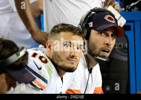 Why did the Bears promote Tyler Bray, and what was Mitch Trubisky's role on  the sideline?