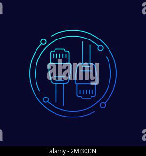 ethernet cables line vector icon Stock Vector