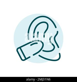 Ear plug black line icon. Face safety.  Soundproof element Stock Vector