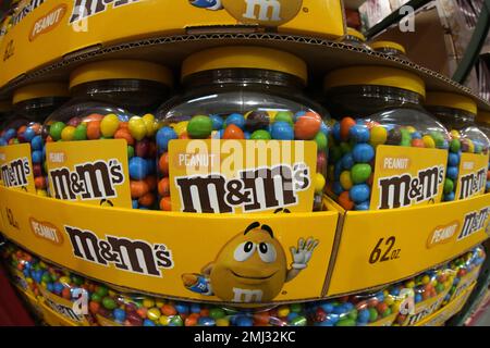 This is a display of M&M's on display in a Costco Warehouse in