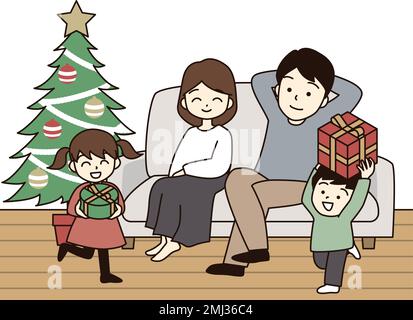 Christmas at home with family. Stock Vector