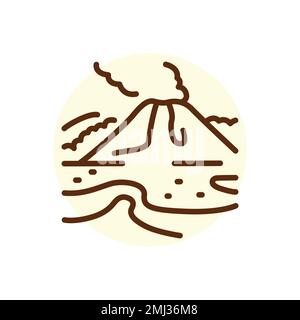 Volcano black line icon. Nature landscape. Pictogram for web page Stock Vector