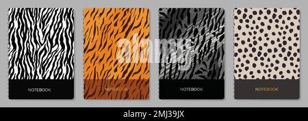 Cover page templates. Vector Animals skin prints.  Stock Vector