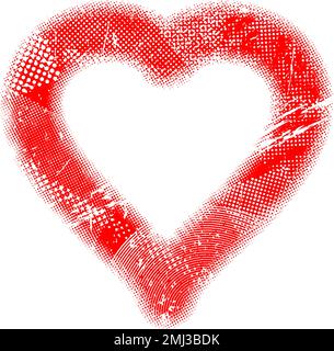 Glitch distorted grunge heart shape. Vector illustration. Love sign. Trendy defect error shape.Distressed artistic design element for Valentines Day Stock Vector