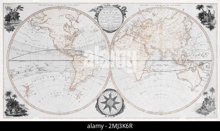 Pocket world map vintage illustration vector, remix from original artwork. Stock Vector