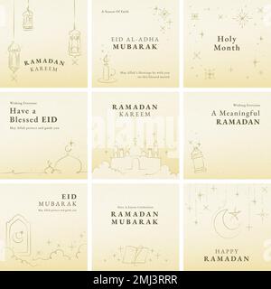 Ramadan post template vector set for social media post Stock Vector