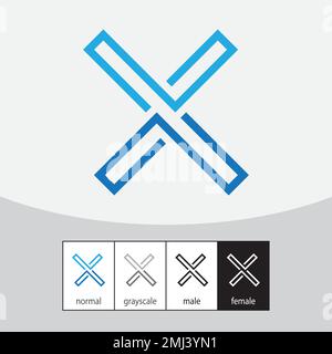 X Letter Logo. Blue Color. - Vector. Vector illustration Stock Vector