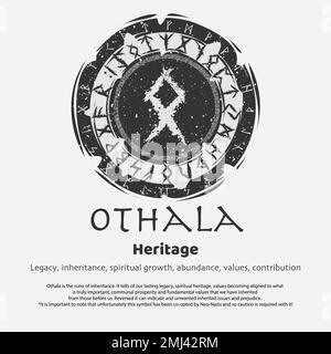 Viking Othala rune dark circle shield Stock Vector