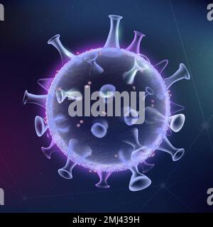 Covid-19 virus cell biotechnology vector purple neon graphic Stock Vector