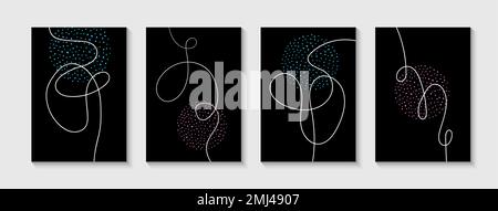 One line minimalist posters, wall art, covers. Creative abstract contemporary vector pictures for interior decorations Stock Vector