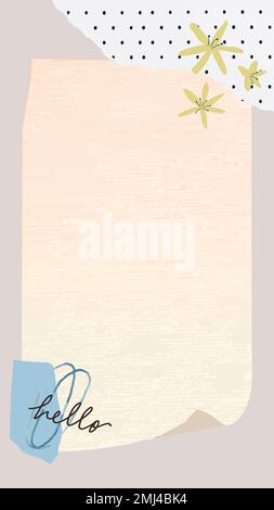 Aesthetic paper note background wallpaper vector Stock Vector