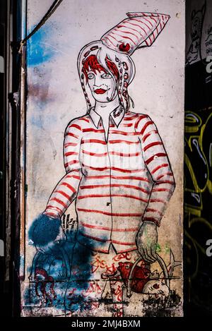 Street art on the Vucciria, Palermo, Sicily, Palermo, Sicily, Italy Stock Photo