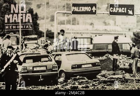 No Mafia Memorial, View of the History of the Mafia in Palermo, Palermo, Sicily, Palermo, Sicily, Italy Stock Photo