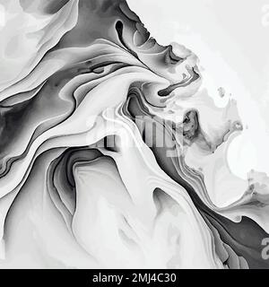Marble texture design, colorful black white gray marble surface, curved lines, bright abstract background design - Vector illustration Stock Vector