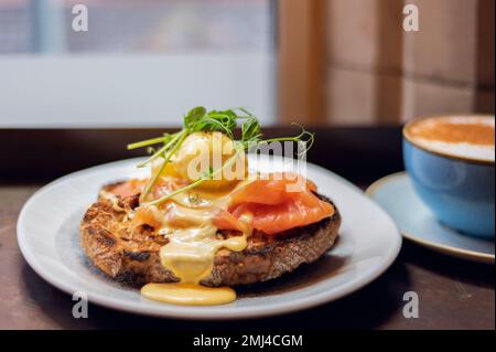 Poached eggs for breakfast Stock Photo