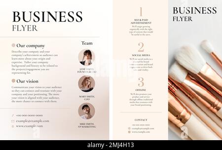 Editable business flyer template vector in feminine style design Stock Vector