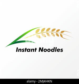 Simple and unique wheat plant or noodles with leaves and wheat seeds graphic icon logo design abstract concept vector stock food or bread Stock Vector