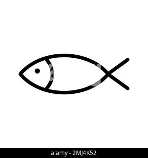 Fish icon line isolated on white background. Black flat thin icon on modern outline style. Linear symbol and editable stroke. Simple and pixel perfect Stock Vector