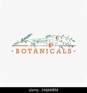 Simple and unique flower stalk and leaves in modern emblem image graphic icon logo design abstract concept vector stock  nature or beauty Stock Vector