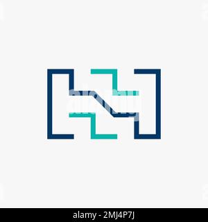 Simple and unique letter or word HH sans serif font on line cut image graphic icon logo design abstract concept vector stock initial or monogram Stock Vector